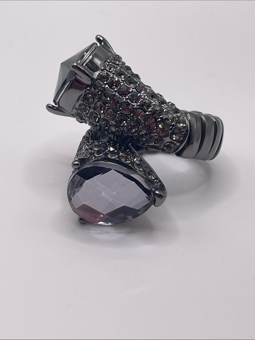 Gunmetal Statement Sparkle Ring